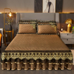 S&uuml;gis- ja talvine kristallist sametist pitsist voodiseelik &uuml;hes t&uuml;kis Euroopa stiilis paksendatud tepitud korall-sametist voodikate neljaosaline voodipesukomplekt 150*200cm 3pcs