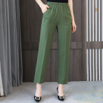 Suures suuruses L-6XL Suvised k&otilde;rge v&ouml;&ouml;kohaga p&uuml;ksid Naiste elastne v&ouml;&ouml;koht puuvillane linane pikad p&uuml;ksid suvised alusp&uuml;ksid 2XL tumehall v&auml;rv