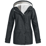 Naiste Solid Plush Rain Outdoor Plus Size kapuutsiga vihmamantel Tuulekindel jope M tumehall v&auml;rv