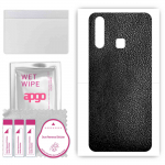 apgo Protective Skin Sticker for the back compatible with vivo U3, Wrap Film, Foil, Vinyl - Pattern Black Leather