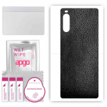 apgo Protective Skin Sticker for the back compatible with Sony Xperia 10 III SOG04, Wrap Film, Foil, Vinyl - Pattern Black Leather