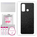 apgo Protective Skin Sticker for the back compatible with Tecno Pouvoir 4 Pro, Wrap Film, Foil, Vinyl - Pattern Black Honeycomb