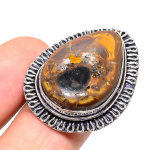 Natural Mud Crack Fossil Gemstone 925 Sterling Silver Gift Ring Size 7 l4m45