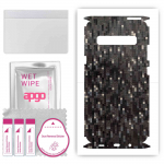 apgo Protective Skin Sticker for the back+sides compatible with Samsung Galaxy S10 5G, Full Wrap Film, Foil, Vinyl - Pattern Carbon Black Pixel