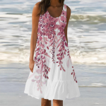 Naiste vestiga kleidid Suvised kevadised plisseeritud Boheemi kleidid Armsad varrukateta lendavad rannas sirge T-s&auml;rgi kleidid &Uuml;markaelusega kleidid L sinine