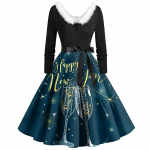 Naiste moodsad V-kaelusega vabaaja &otilde;hukesed j&otilde;ulutr&uuml;kiga pikkade varrukatega kleidid L sinine