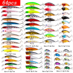 10/17/30/40/64tk Merevee lant, merevee 3D Minnow, p&uuml;&uuml;gilant, ujumiss&ouml;&ouml;da voobler 64pcs