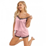 Ladysta stiilne pitsiline Babydolli pesukomplekt &ndash; l&uuml;hike naistele, &uuml;laosa ja l&uuml;hikese &ouml;&ouml;riietega Freesize (SML) Freesize (S M L) roosa