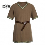 Keskaegne viikingite tuunikas&auml;rk V-kaelusega l&uuml;hikeste varrukatega Tikand V&ouml;&ouml;ga Cosplay Lava Renessanss S&uuml;ndmused Esinemine Halloweeni kost&uuml;&uuml;m Piraattop S kohv