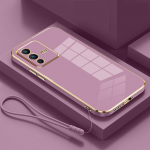 VIVO V23 Pro &uuml;mbris VIVO V23 kate VIVO V23 5G &uuml;mbris VIVO V2130 V2132 luksuslik ruudukujuline plaaditud telefoni&uuml;mbris p&otilde;rutuskindel tagakaas For vivo V23 Pro&Case & Strap