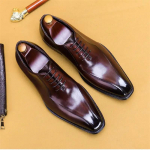 mood Luksuslik ehtsast nahast pidulik Square Head Oxfordi kingad meestele Pulmakontor Briti &auml;rikleit K&auml;sitsi valmistatud veisenahast kingad 37 kohv