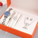 5 tk moe isikup&auml;rastatud teemant sihverplaadiga k&auml;ev&otilde;ru kvartskell T&uuml;drukute ripats kaelakee k&auml;ev&otilde;ru s&otilde;rmuse ehete komplekt