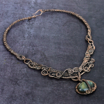 Natural Labradorite Gemstone Handmade Copper Wire Wrap Jewelry Necklace 18 b4r59