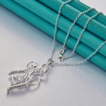 URMYLADY 925 h&otilde;bedane lill AAA tsirkoonist ripatsiga kaelakee, 18-tolline kett naistele pulmapeo moeehted 45cm