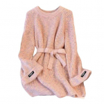 Naiste kudumine &Uuml;mara kaelusega sviiter, pikkade varrukatega &uuml;hev&auml;rvilised pulloverid koos v&ouml;&ouml;ga. Keskmise pikkusega kudum aprikoosi