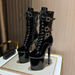 20 cm tantsujalatsid lakknahast l&auml;ikivad seksikad torusaapad &ouml;&ouml;klubi Performance Pole Dance kingad Model Catwalk Plus Size 35 must