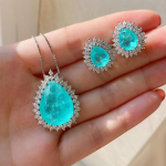 Romantiline Sterlingh&otilde;be 925 Sterlingh&otilde;be Paraiba Turmaliin Smaragd Kivi Ripats Kaelakee Laboris Kasvatatud Tsirkoon Kett Naiste K&otilde;rge Ehtekink 45cm