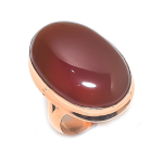 Natural Carnelian Gemstone Handmade Copper Jewelry Ring Size 7.5 v5p97