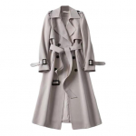 S&uuml;gistalvine naiste trent&scaron;mantel, lahtik&auml;iv krae, &uuml;hev&auml;rviline, kaherealine rihmaga, keskmise pikkusega l&otilde;tv termiline pikkade varrukatega t&ouml;&ouml;lk&auml;imise mantel 3XL sinine