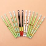 12 tk/komplekt 0,5 mm virsiku avokaado kustutatav pliiats pestava k&auml;epidemega Sinine must tindiga kirjutusgeelpliiats koolitarvete &otilde;pilasele must