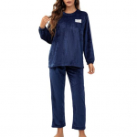 2 tk/komplekt S&uuml;gistalvine naiste pidžaama&uuml;likond &Uuml;markaelusega pikkade varrukatega flanellist &uuml;laosa paks lahtised elastsed v&ouml;&ouml;kohad p&uuml;ksid magamisriided vabaaja koduriided M veinipunane v&auml;rv