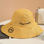 Pol&uuml;ester-puuvillane suure &auml;&auml;rega kalamehem&uuml;ts naistele, kevad, suvi ja s&uuml;gis, p&auml;ikesekaitsevisiir, kahepoolne tikitud naeratuse m&uuml;ts one size fits all