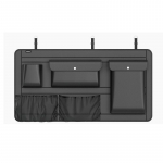 Suure mahutavusega reguleeritav auto hoiukarbi tagaistme 5 kotiga pagasiruumi korraldaja Mitmeotstarbelised PU-nahast autoistme seljatoe korraldaja koos kotiga must