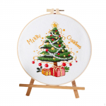 Christmas Embroidery Kit Craft Set for Adults Xmas Gift Home Decoration including Threads Hoop Style A