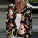 Naiste moe j&otilde;ulutr&uuml;kiga pikkade varrukatega kootud kardiganist n&ouml;&ouml;bist sulejope L must