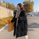 Kreemikas Kollane Must Beež Daunpuuvillast Joped Naised Keskmise pikkusega Talvine Korea Stiilis Vabaaja Paks Soe Mantel XL must