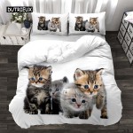 3D digitaaltr&uuml;kk 2/3 tk loomakassi mustriga tekikott padjap&uuml;&uuml;r kaheinimesevoodi komplekt kate tekk pehme mikrokiust voodipesukomplekt AU Single(140x210cm) white