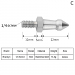 Statiivi spike 1/4 3/8 M8 tolli Kaamera monopodi jalgade kruvikinnitusega tarvikud