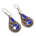 Natural Lapis Lazuli Gemstone Handmade Jewelry Earring 2.09 i0e93