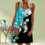 Naiste lilleline lootose lilledega tr&uuml;kitud minikleit varrukateta peokleit suvine rannakleit p&auml;ikesekleit XS