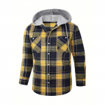 Meeste ruuduline pikkade varrukatega s&auml;rk Meeste taskutega n&ouml;&ouml;biga kapuutsiga kampsun L must