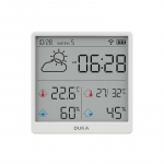 DUKA TH3 Elektrooniline Temperatuuri Niiskuse Andur Wifi Nutikas Elektriline Digitaalne H&uuml;gromeeter Termomeeter Kellad Ilmajaam Kodu valge