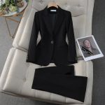 Naiste s&uuml;gismood Professionaalne &uuml;likond, kaheosaline elegantne vabaaja bleiserid jakk, p&uuml;ksid, sobiv komplekt, riided XXXXL must