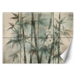 Tapeet bambusev&otilde;rsetega ja lilledega tekstuurilisele taustale 100x70 beež