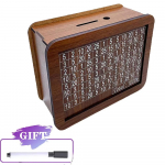 Puidust hoiup&otilde;rsas korduvkasutatav k&auml;sitsi valmistatud rahakast, hoiup&otilde;rsas koos s&auml;&auml;stmise eesm&auml;rgi ja numbritega, mida kontrollida, aitab s&auml;&auml;sta harjumust