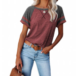 YYFS naistemood vabaaja suve kevade &uuml;hev&auml;rvilise tr&uuml;kiga l&uuml;hikeste varrukatega O-kaelusega pluusid ja s&auml;rgid S