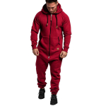 Meeste Spordi Soe Fliisist Onesie Kohev Lounge T&auml;iskasvanute &Uuml;heosaline Meeste Jumpsuit Kapuutsiga Onesied T&auml;iskasvanutele Jooksmiseks Lukuga &Uuml;likond XXXL veinipunane v&auml;rv