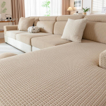 Elastne diivani kate Luksuslik reguleeritav elastne diivani kate elutoa diivani istmekate 1 2 3 4 istet l-kujuline t&auml;iskomplekt Plus L(3 seater) kerge kohvi v&auml;rv