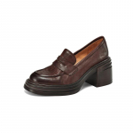Naiste Kingad Lehma Nahast Retro Paksude Kontsadega Naiste Kingad Briti Stiilis Slip-On Kevad S&uuml;gis &Uuml;mara Nina Kleidi T&ouml;&ouml; Loafers Jalatsid 35 pruun