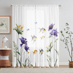 2 tk HD digitaalse lilla iirisekala kujutisega aknakardin Kodu kaunistamine Stiilne kaunistus Elutuba Magamistuba Vardaga W52H63inchW132H160cm