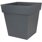 Pot de fleurs Carr&eacute; 50 cm &ndash; EDA - Toscane &ndash; 49,5 x 49,5 x H.52,5 cm - 87 L &ndash; Gris Anthracite