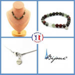 Pierres et Min&eacute;raux. Parure bijoux Bracelet Collier 15 Perles Jaspe sang de Dragon 8 mm. Taille personnalisable.