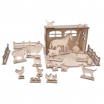 Kit D&eacute;cor 3D Ferme en bois FSC 45 pi&egrave;ces beež