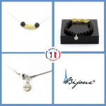Pierres et Min&eacute;raux. Parure Bracelet Collier Apatite jaune de Madagascar + Perles Onyx noir Taille personnalisable.