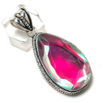 Natural Pink Amethyst Gemstone 925 Sterling Silver Jewelry Pendant 2.25 s0s26