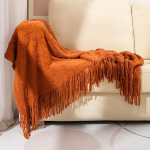 Ameerika stiilis kootud žakaarmustriga viskepleed diivanile, kontorisse, uinakuks v&otilde;i reisimiseks 127x180CM with Tassels, 550g